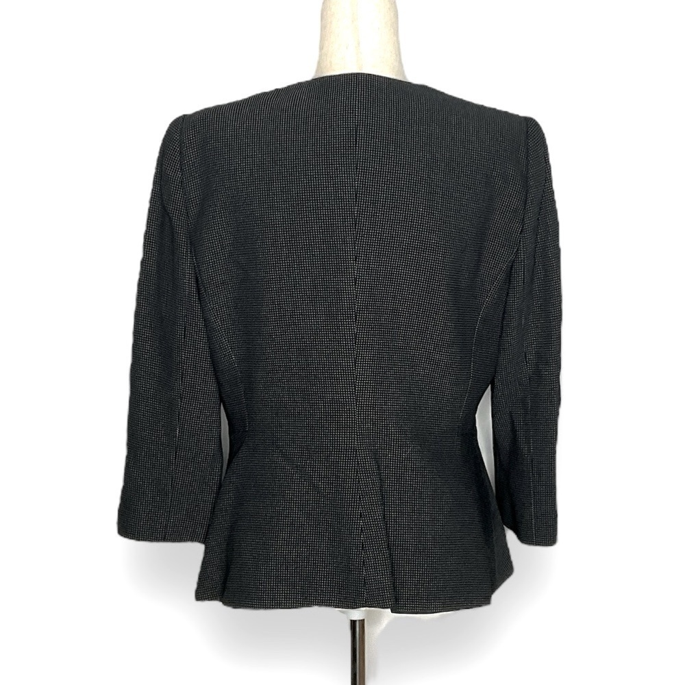 Armani Collezioni Black White Micro Stitch Button Down Peplum Blazer Size 12 - Picture 2 of 8